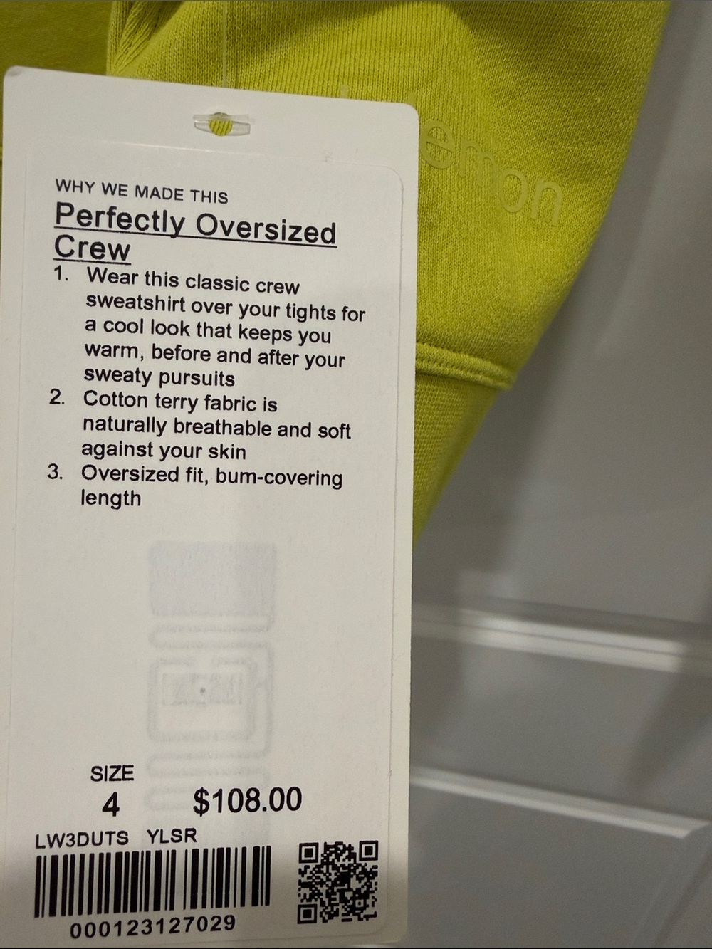 lululemon athletica Women's Crewneck Sweatshirt in Lime Yellow - Picture 2 of 3